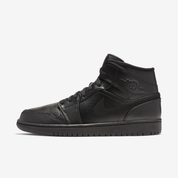 Nike Air Jordan 1 Mid - Férfi Jordan Cipő - Fekete/Fekete/Fekete